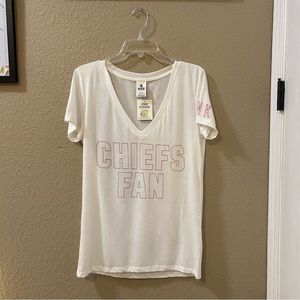 pink Victoria’s Secret white with red bedazzled chiefs (nfl) t-shirt
